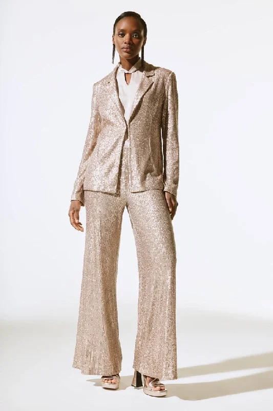 Buy More, Save More Joseph Ribkoff Gold Sequined Straight Blazer
