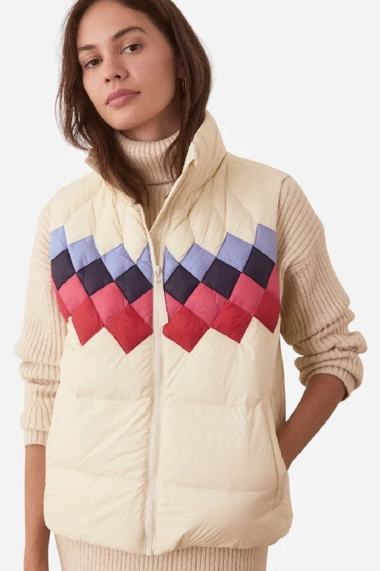 insulated jacketMarine Layer Archive Multi Fair Isle Puffer Vest in Antique White