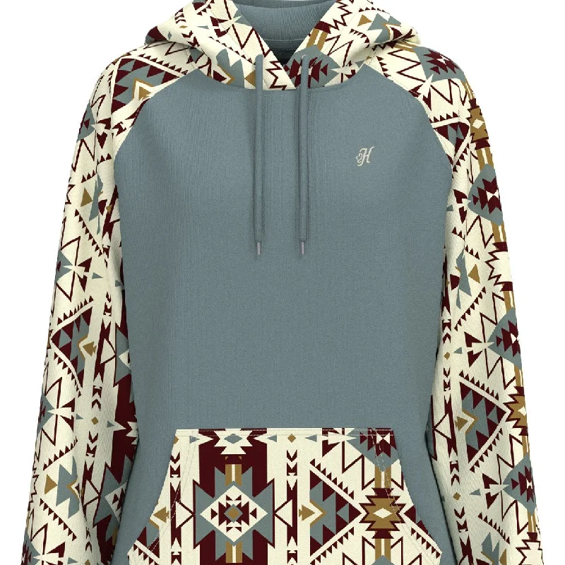 Hooey Women's "Summit" Hoodie in Blue with Aztec Pattern