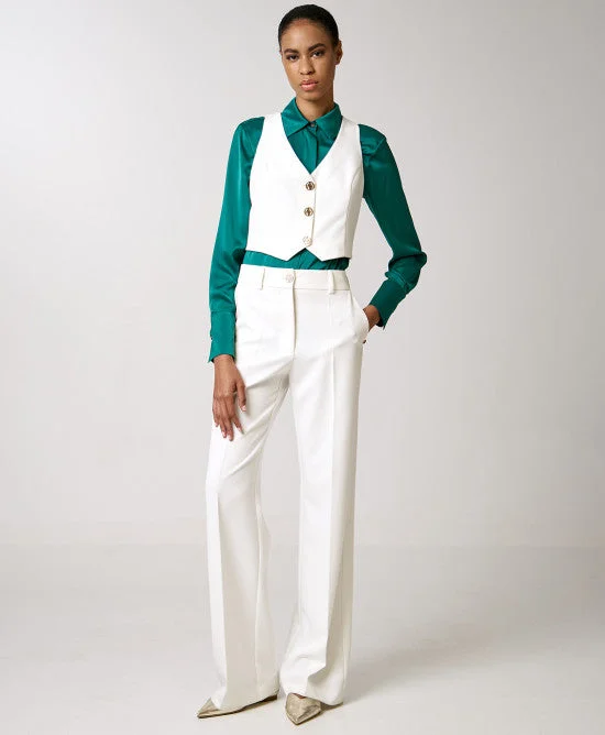 Buy More, Save More Access Fashion White Pants With Monogram Button