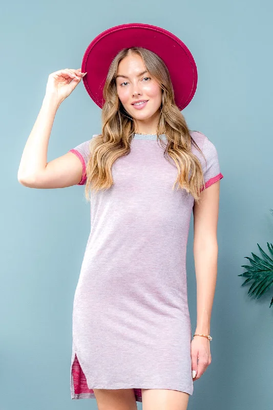 Stock Clearance Prety Solid Short Sleeve Casual Dress (13970)