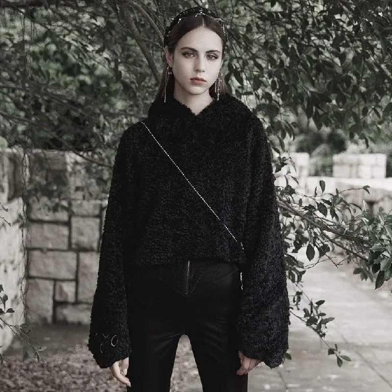 Don't Miss Women's Grunge Flare Sleeved Sherpa Hoodies