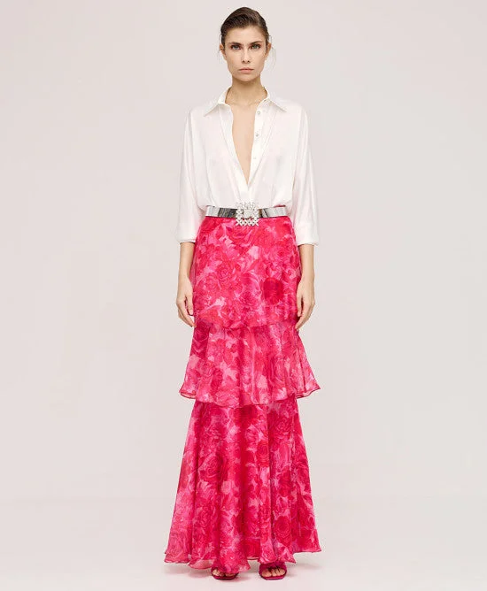 YEAR-End Sale Access Fashion Pink Maxi Ruffle Skirt