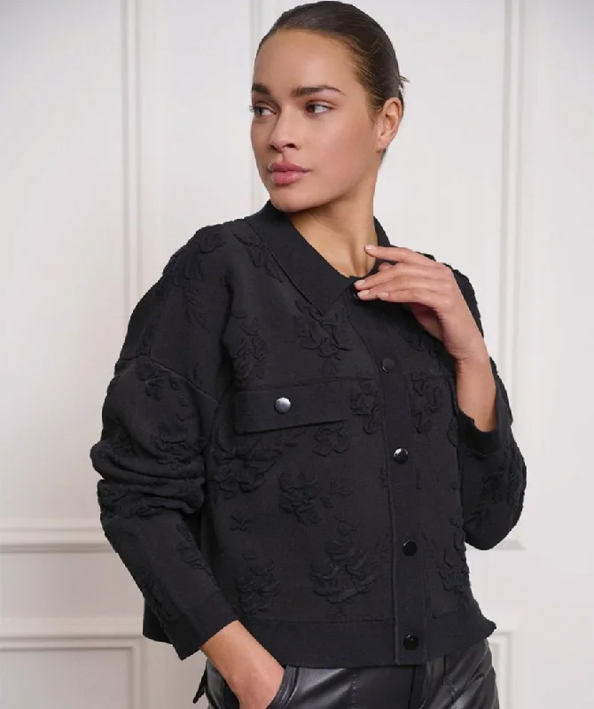 Doorbuster Deal Esqualo Black 3D Florwer Cardigan