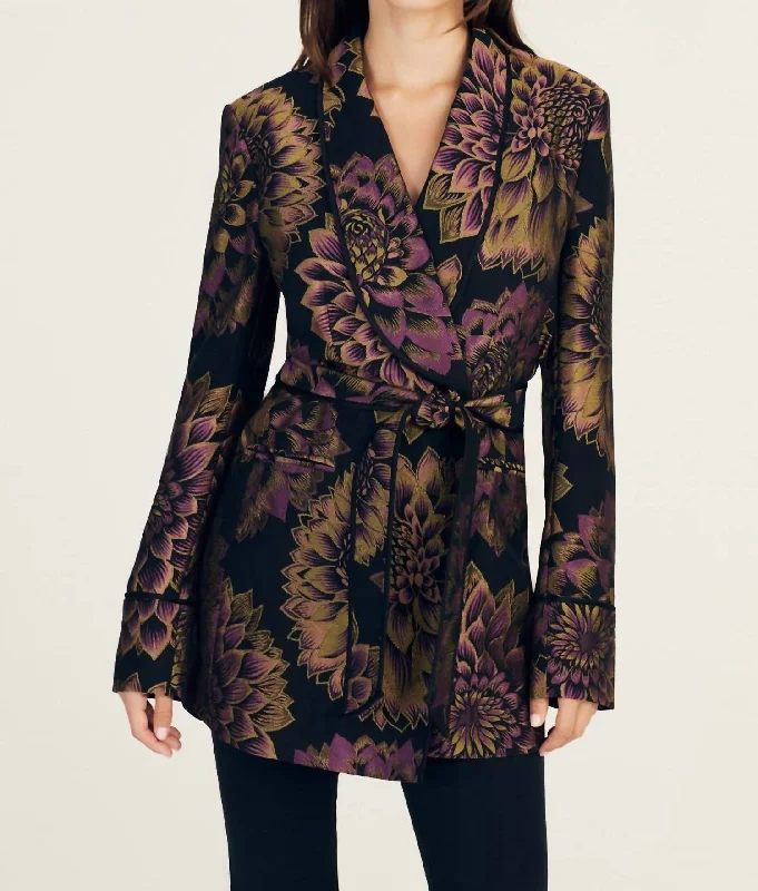 Factory Direct Sale Orville Smoking Jacket In Black Jacquard