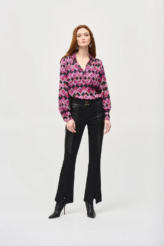 Super Bargain Joseph Ribkoff Black/Multi Satin Geometric Print Top