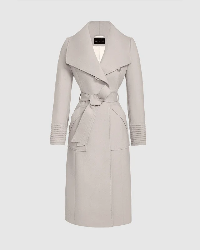 long-sleeve coatBaby Alpaca Long Wide Collar Wrap Coat