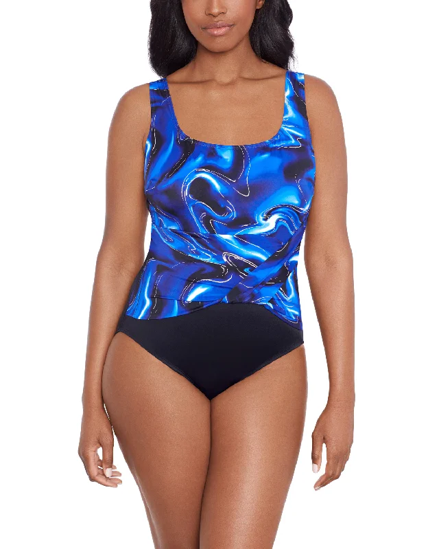 YEAR-End Sale 2024 Longitude Infinite Shine Twist Sash Tank One Piece - L240176