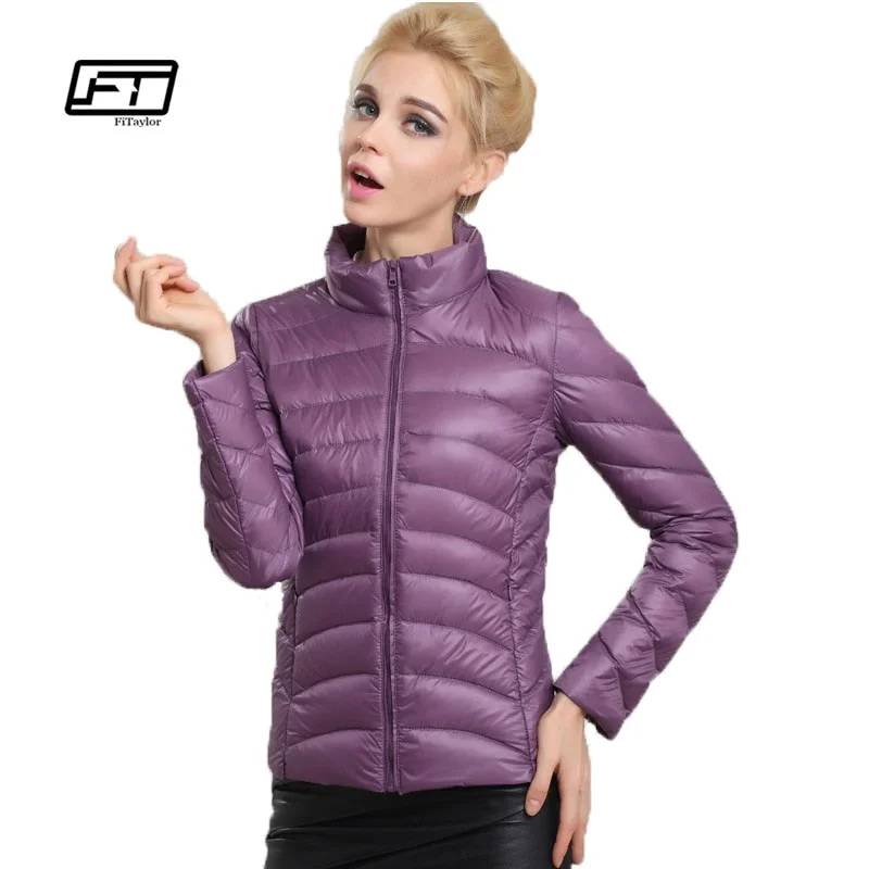 Deal of the Week Fitaylor Spring Autumn Women Short Design Jackets Slim Casual Ultra Thin Coat Duck Down 90% Jacket Inverno Jaqueta Feminina
