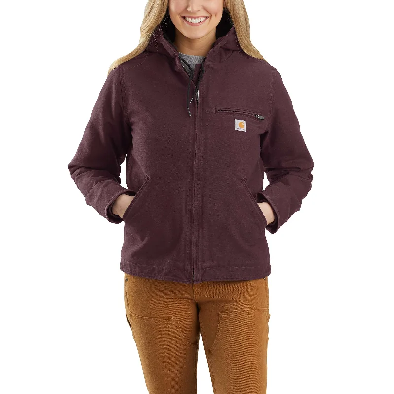 Price Drop Women's Loose Fit Washed Duck Sherpa Lined Jacket - 3 Warmest Rating