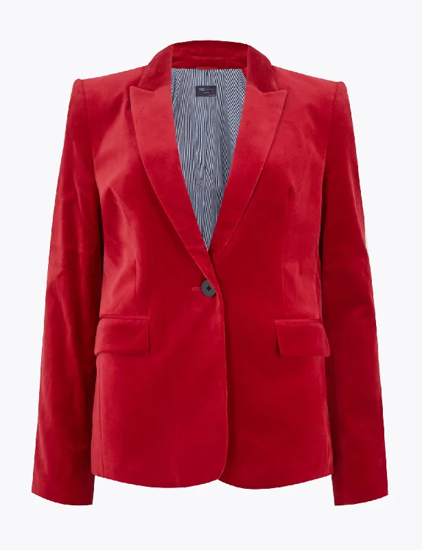 Major Savings Velvet Slim Single Breasted Blazer