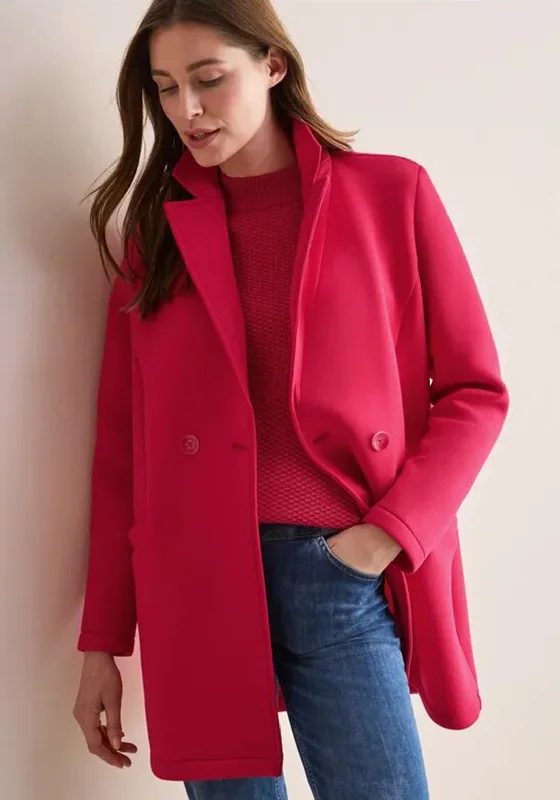 Limited Edition Cecil Buttoned Scuba Coat, Red