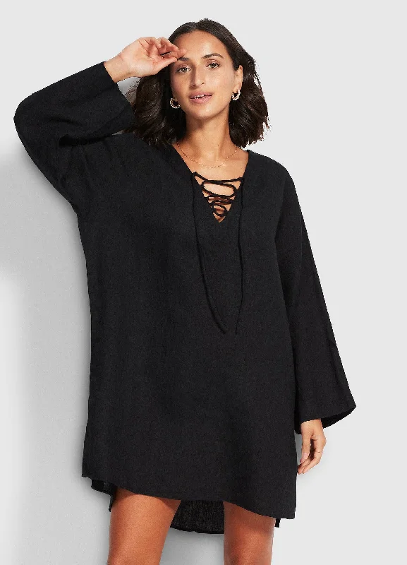 Year-End Sale Harbour Linen Cover Up - Black