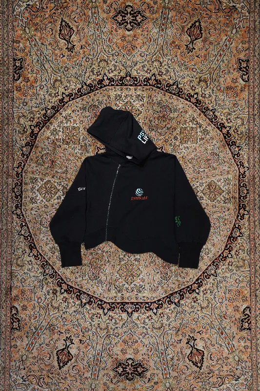 Lowest Prices FEATURING LOGO CROPPED ZIP THRU HOODIED SWEAT (BLACK)