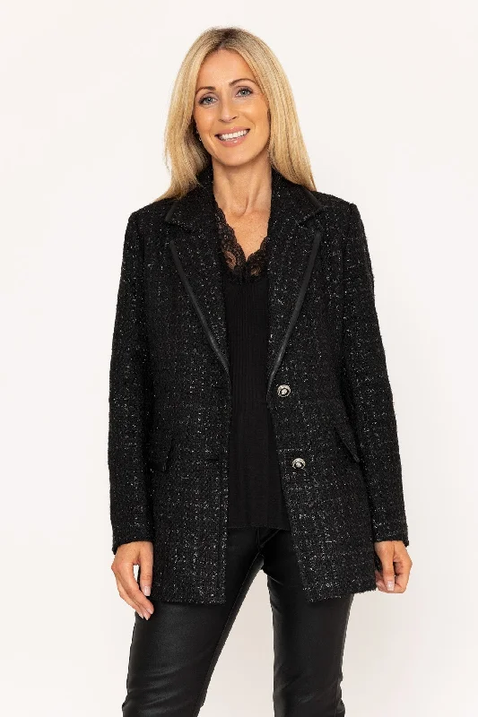 Lowest Prices Black Boucle Sparkly Blazer