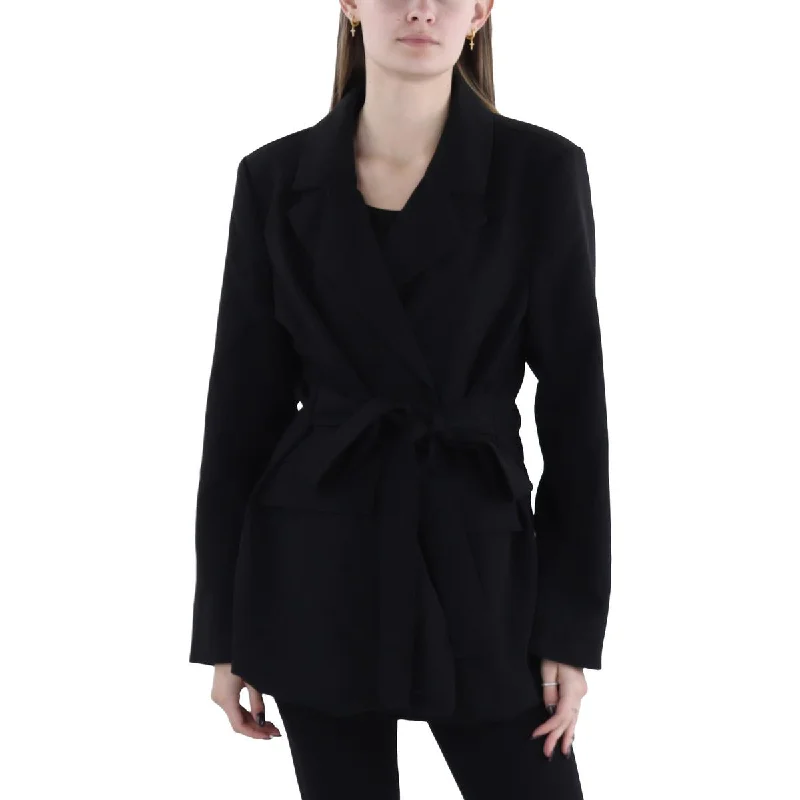 Huge Discounts Womens Belted Business Open-Front Blazer