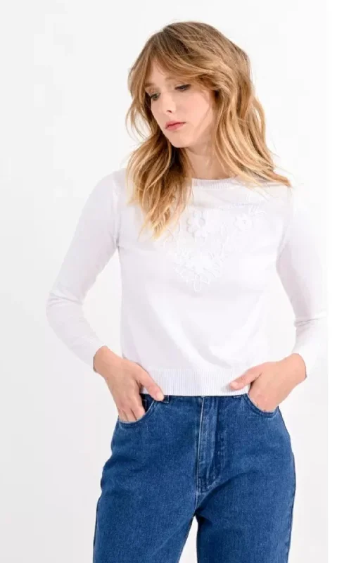Limited Availability Molly Bracken White Cropped Sweater