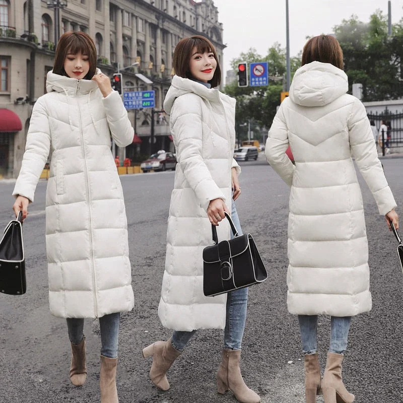 Buy More, Save More S-6XL New autumn winter Women Plus size Fashion Down long hoodie down Parkas Cotton warm Jackets Thick Female Long coat clothing