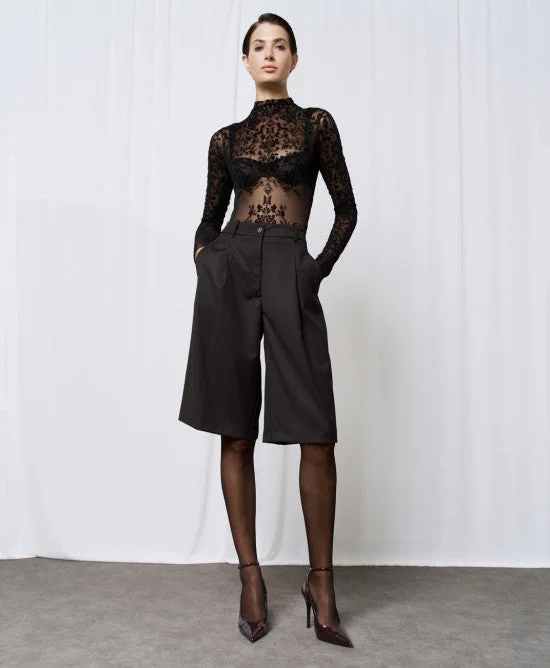 lace dressAccess Fashion All Black Bodysuit With a Textured Pattern