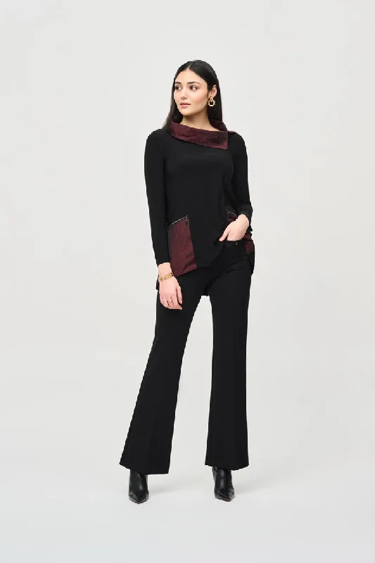 Daily Deals Joseph Ribkoff Black Heavy Knit Flared Pull-On Pants