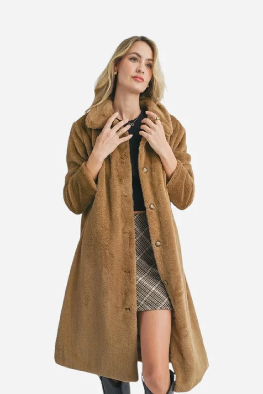 cozy wool-blend coatSADIE & SAGE Eden Faux Teddy Bear Long Coat