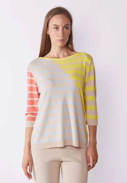 Big Savings Rizzolo Multi Striped Boat Neck Sweater