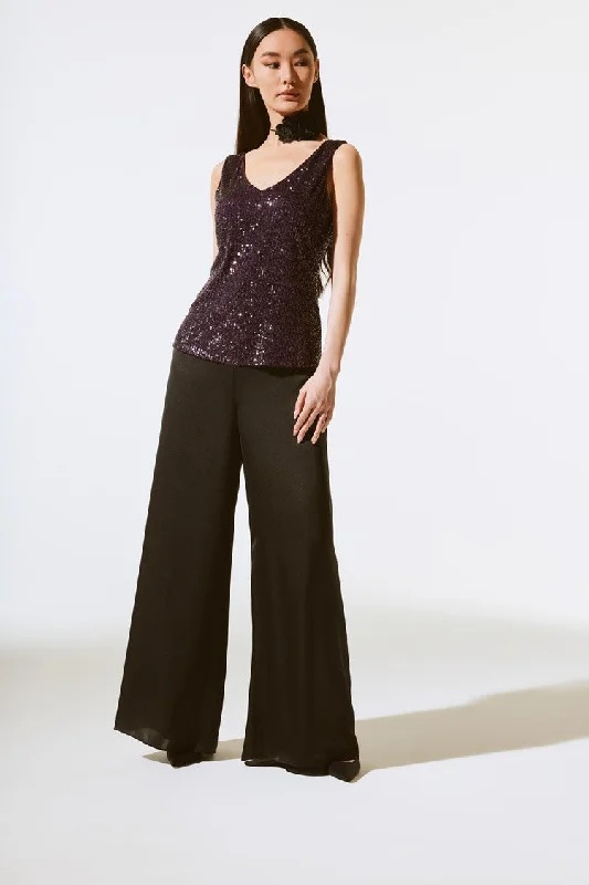 Online Specials Joseph Ribkoff Purple Sequined Sleeveless Fitted Top