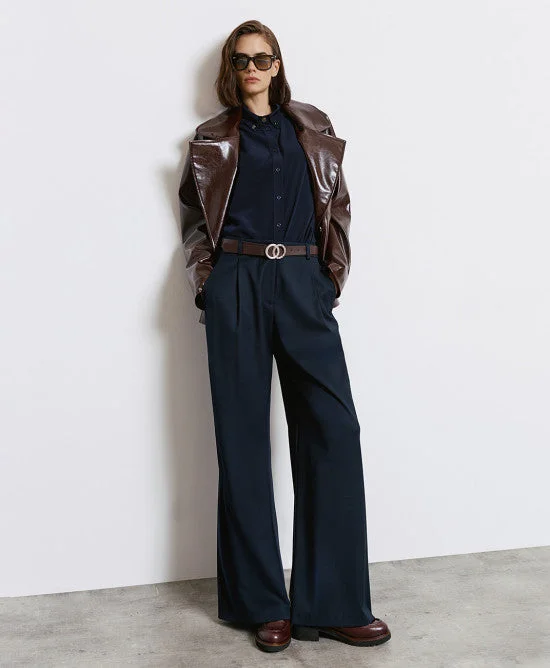 Season Finale Sale Access Fashion Navy Wide Leg Trousers