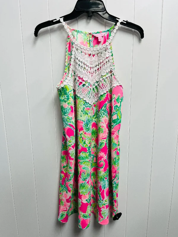 Mega Sale Dress Designer By Lilly Pulitzer In Green & Pink, Size: 4