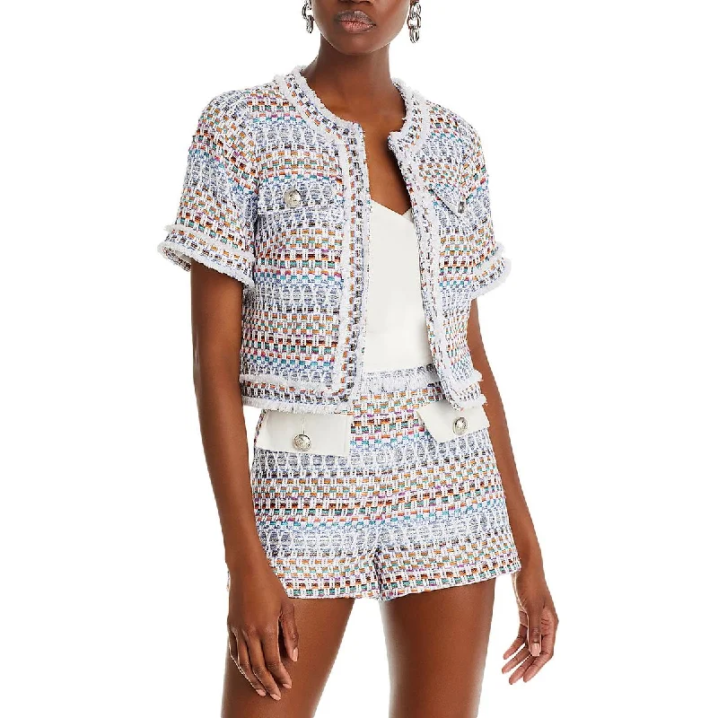 Sale Event Womens Textured Knitted Collarless Blazer