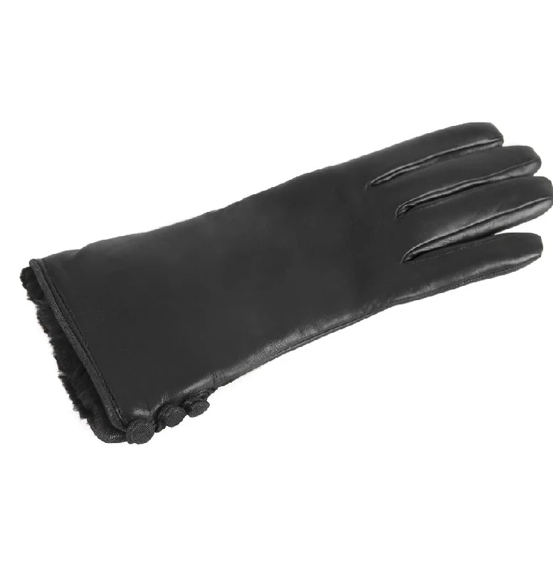 Year-End Sale Gala Gloves Black Nappa Gloves With Metallic Edge