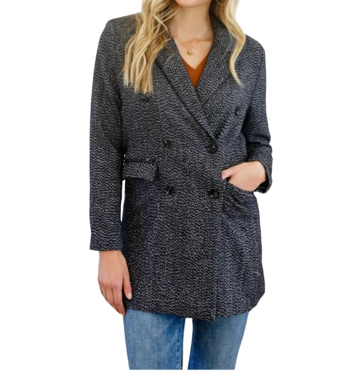 Price Drop Button Down Blazer Jacket In Black