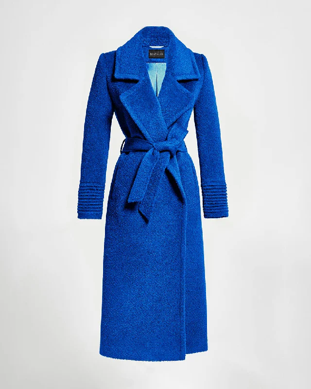 relaxed winter jacketBouclé Alpaca Long Notched Collar Wrap Coat