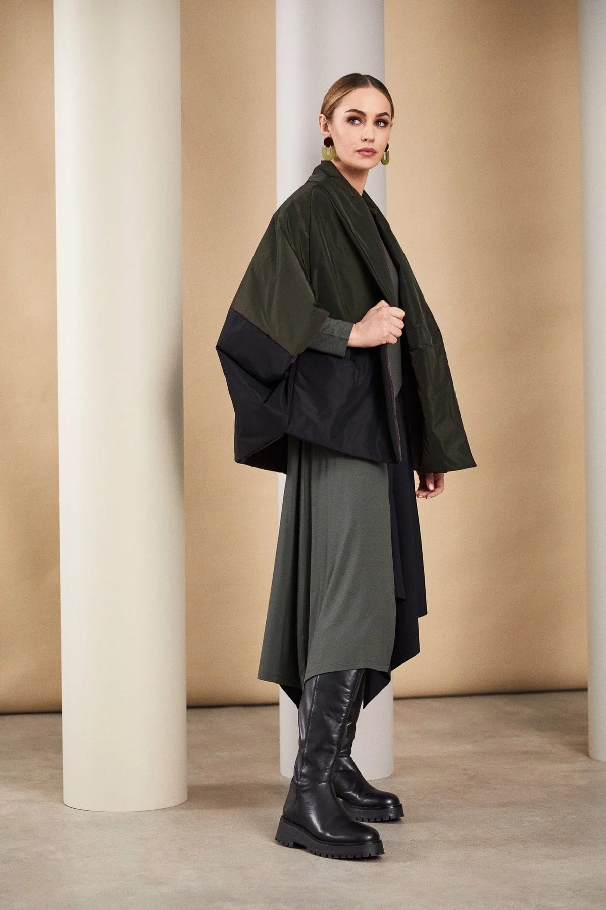 New Arrival Naya Batwing Green/Black Poncho Jacket