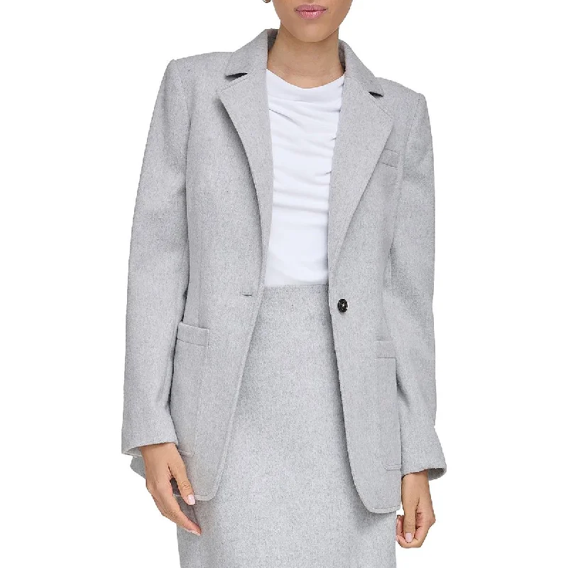 Hurry In Womens Shoulder Pads Long Sleeve One-Button Blazer