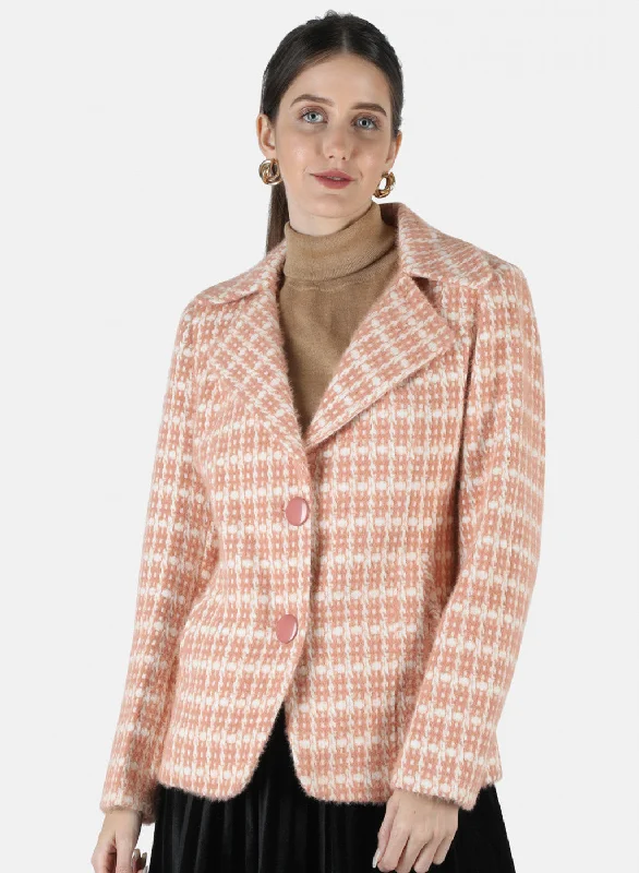 long-sleeve coatWomen Pink Jaquard Coat