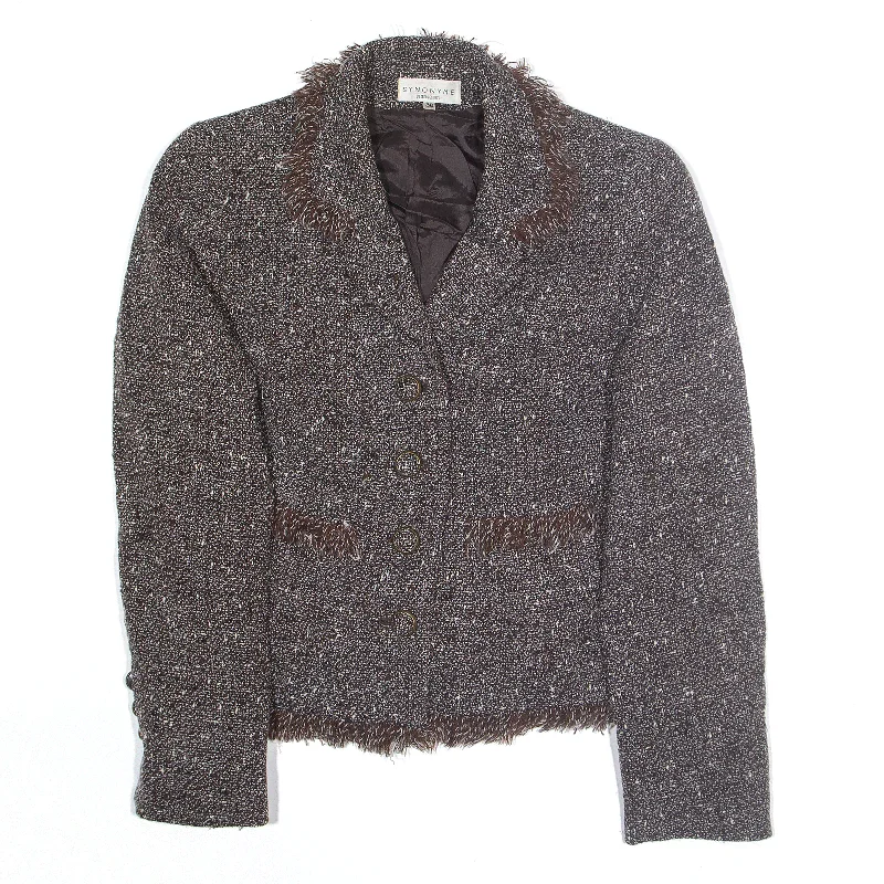 Savings Bonanza SYNONYME Wool Blend Blazer Jacket Brown Womens S