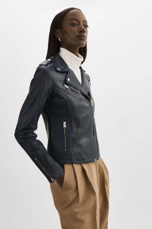 Seasonal Clearance HARPER | Fitted Leather Biker Jacket