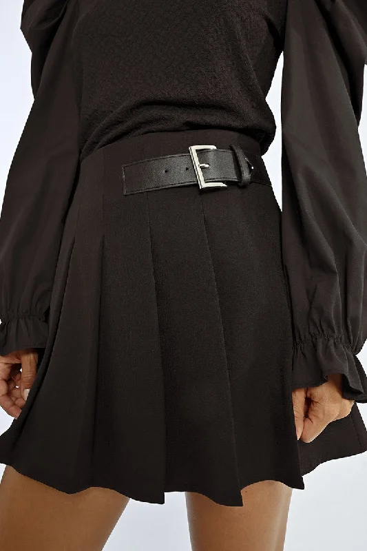 Don’t Miss Out Lili Sidonio Black Pleated Mini Skirt