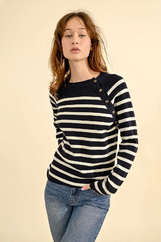 Factory Direct Sale Molly Bracken Navy Knitted Sailor Sweater
