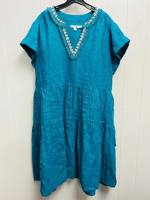 Overstock Dress Casual Short By Chicos In Teal, Size: L