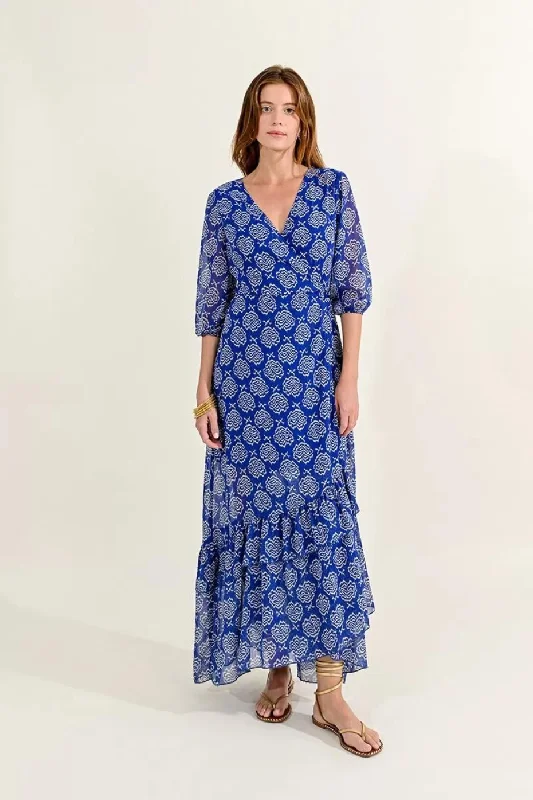 comfy dressMolly Bracken Long Blue Wrap Dress