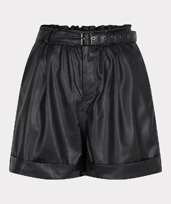 structured dressEsqualo Black Shorts Vegan Leather