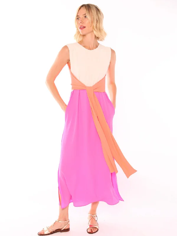 Grand Opening Sale Vilagallo Tina Pink Georgette Dress