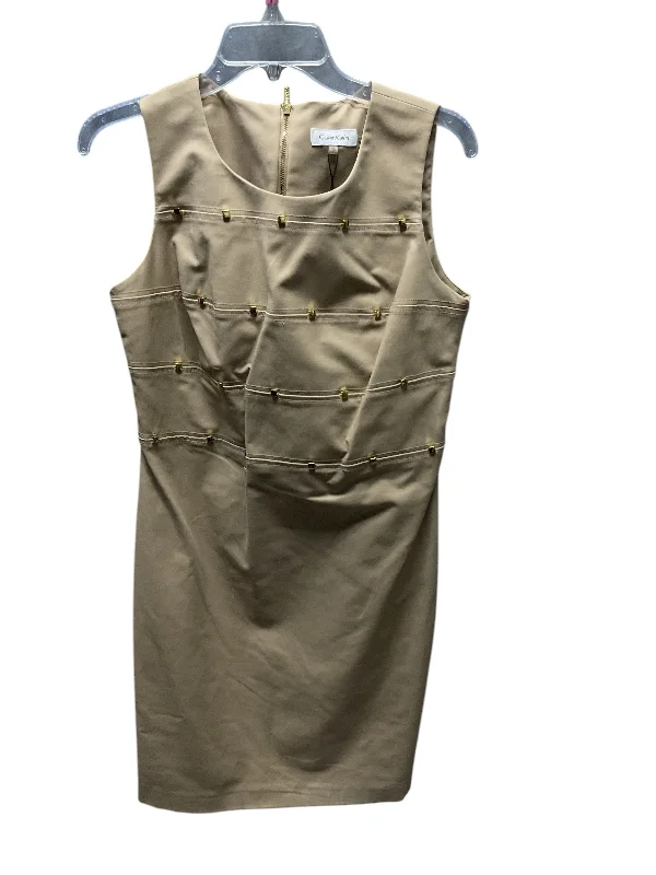 Can't Miss Dress Work By Calvin Klein In Beige, Size: 10