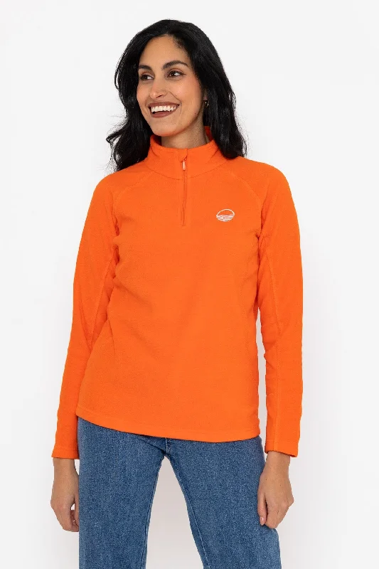 1/2 Zip Recycled Polar Fleece in Orange