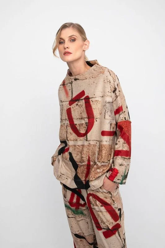 Midnight Madness Ozai N Ku Grafitti Print Top