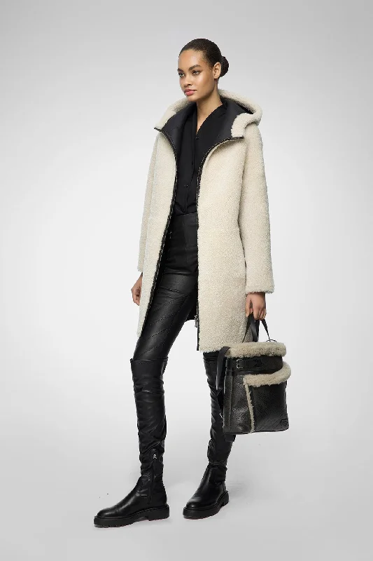 stylish peacoatJuliane - Black White Shearling Coat