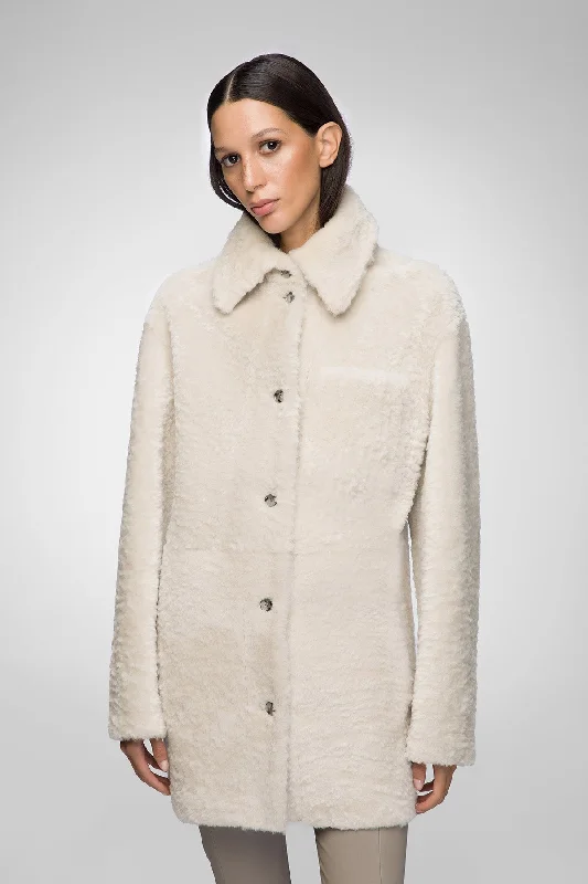 classic bomber jacketYuki - Cream Shearling Coat