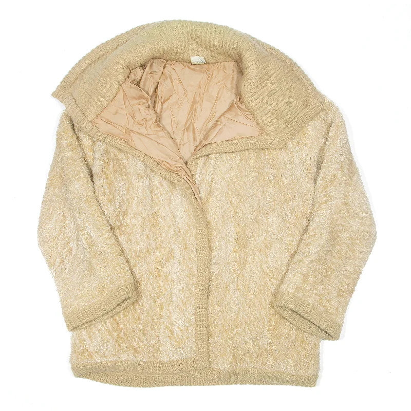 cold weather coatIMI Mohair Blend Faux Fur Jacket Beige Womens L